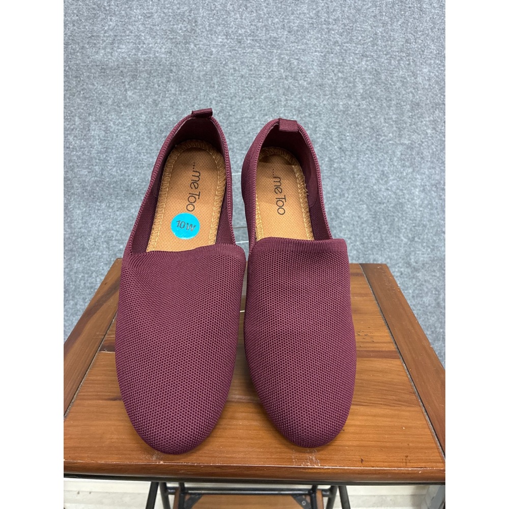 Me Too Womens Burgundy Knit Loafers Slip On Flats New Maroon Size 10W